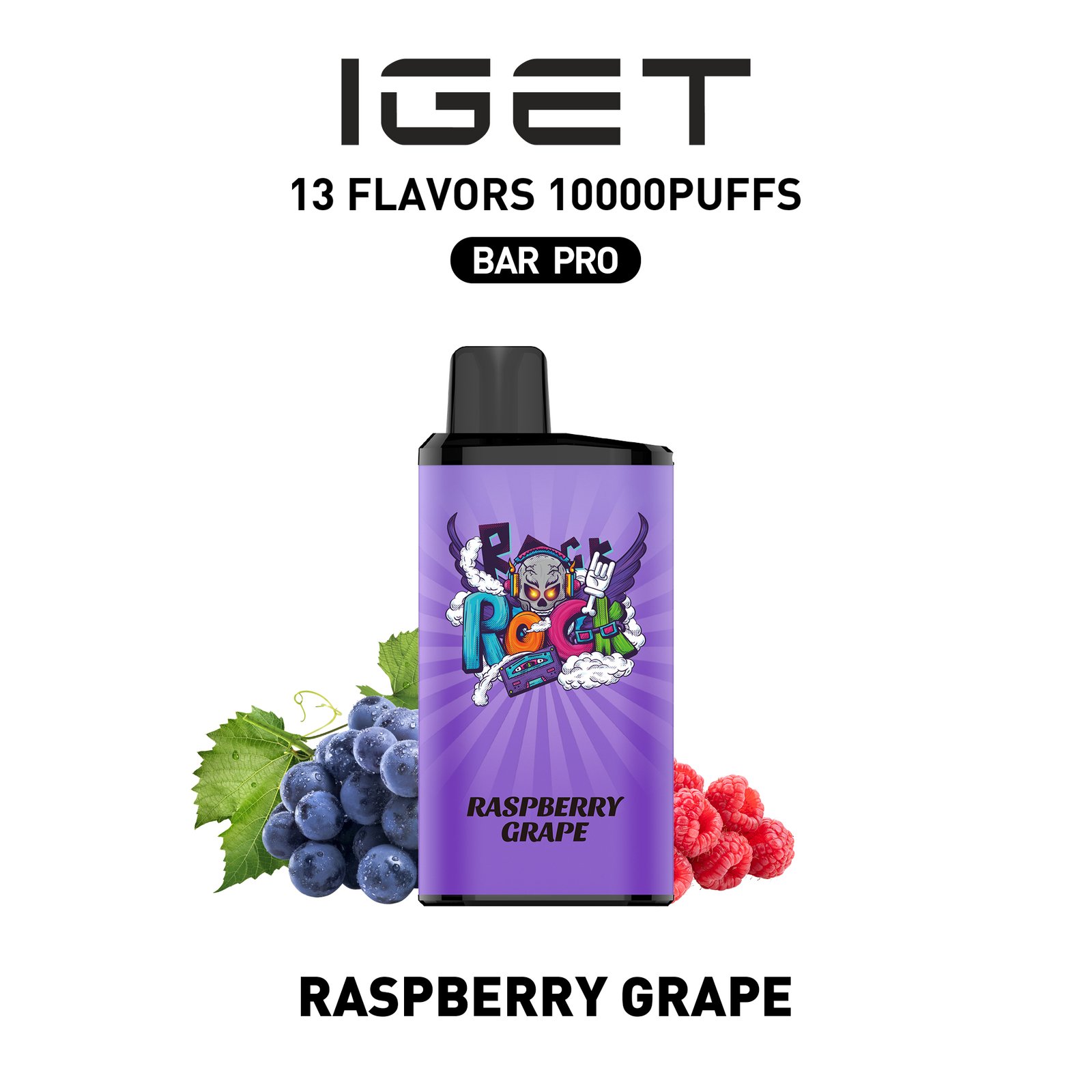 raspberry grape iget bar pro 10000 puffs 1